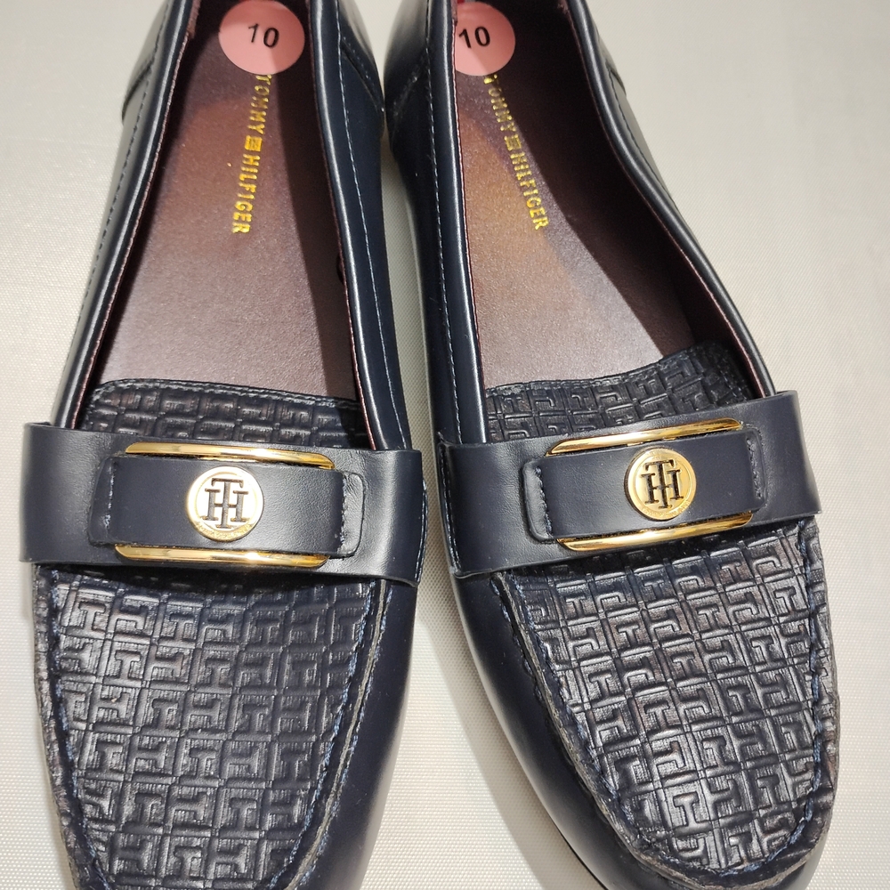 Tommy Hilfiger Navy Loafers with Gold Accent